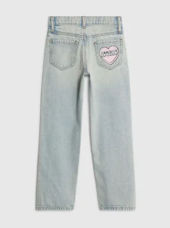 River Island Loveheart Graffiti Straight Leg Jeans