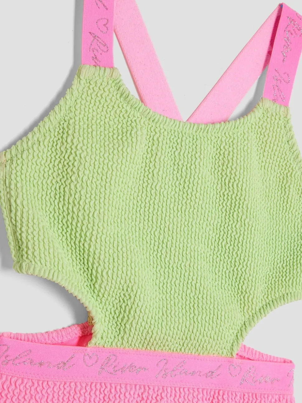 River Island meisjesbadpak met elastische kleurblokken