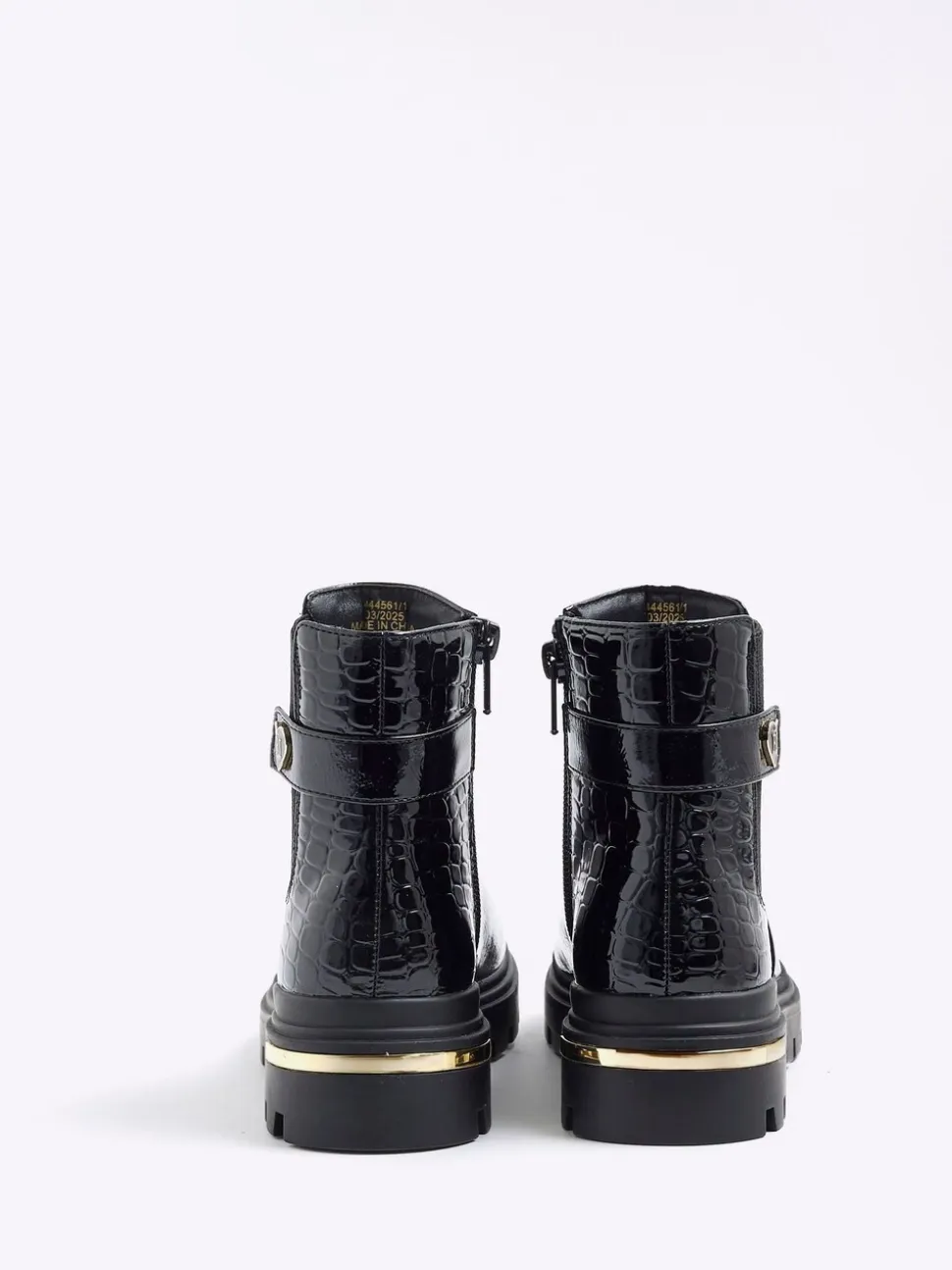 River Island Patent Heart Strap Chelsea Boots