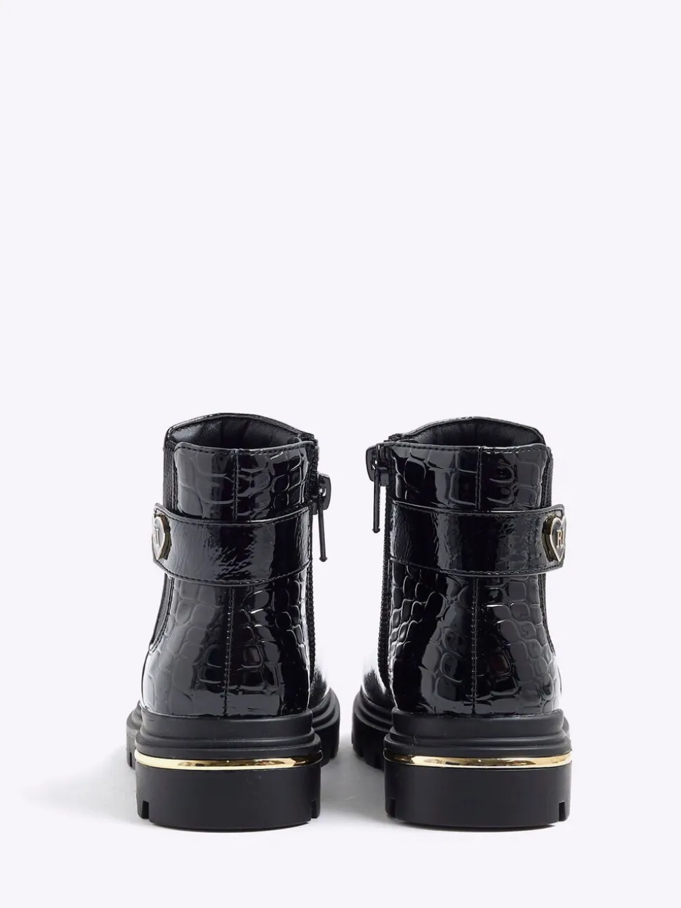 River Island Patent Heart Print Strap Chelsea Boots