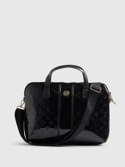 River Island Patent Monogram Laptop Case Bag