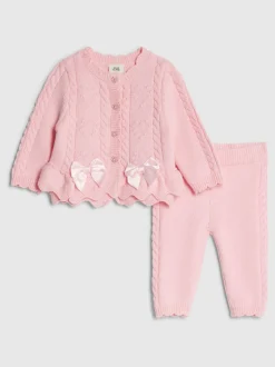 River Island Peplum Knitted Bow Cardigan and Legging Set