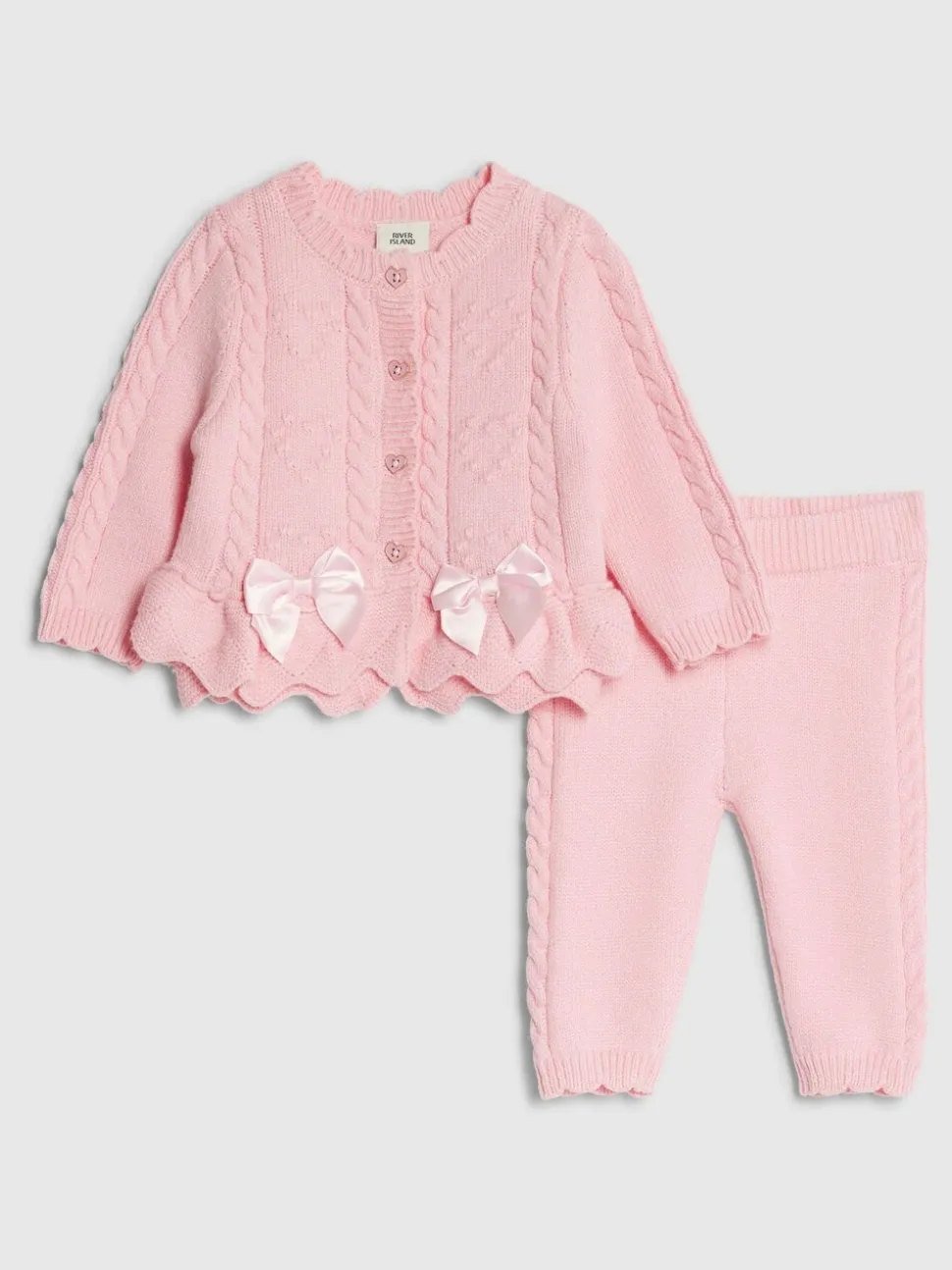 River Island Peplum Knitted Bow Cardigan and Legging Set