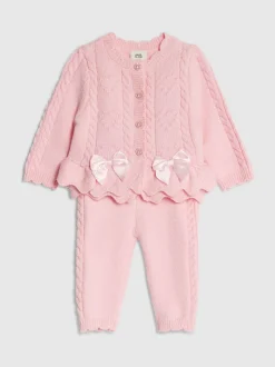 River Island Peplum Knitted Bow Cardigan and Legging Set
