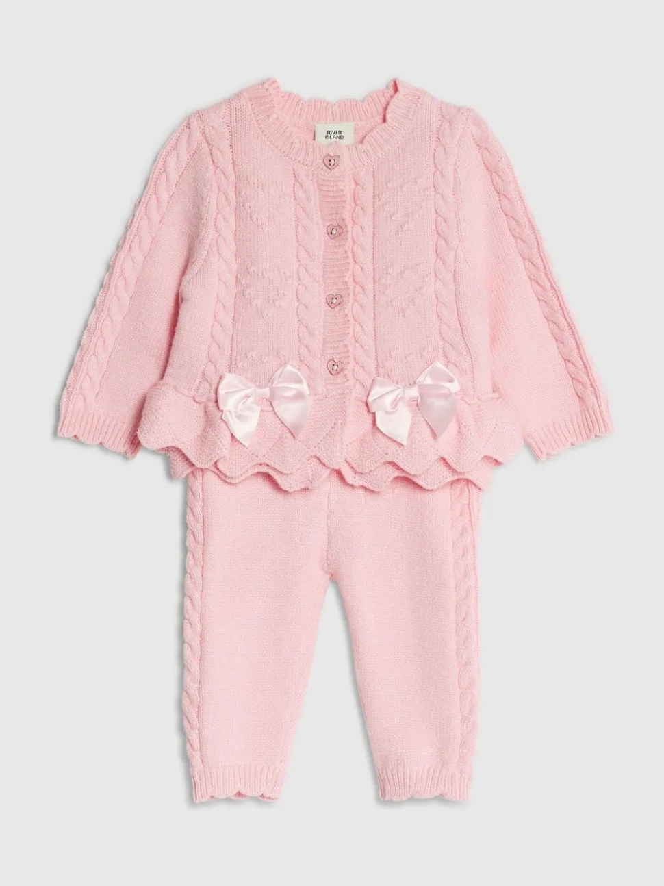 River Island Peplum Knitted Bow Cardigan and Legging Set