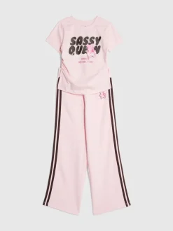 River Island Sassy Queen Ruched T-Shirt & Track Set