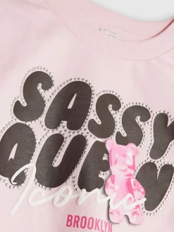 River Island Sassy Queen Ruched T-Shirt & Track Set