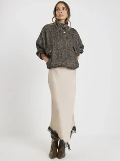 River Island Satin Skirt With Lace