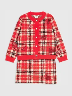 River Island Tartan Sequin Cardigan & Skirt Set