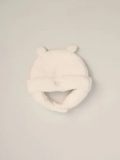 Rock-A-Bye Baby Boutique Baby Borg witte bretelbroeken bodysuit en hoedenset 3 -delig