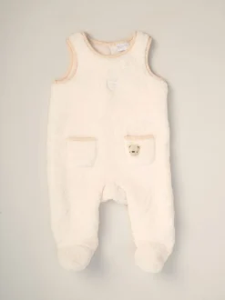 Rock-A-Bye Baby Boutique Baby Borg witte bretelbroeken bodysuit en hoedenset 3 -delig