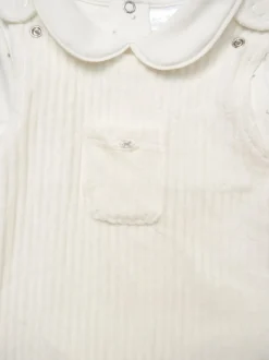 Rock-a-Bye Baby Boutique witte velours baby bretelbroeken en bodysuit set