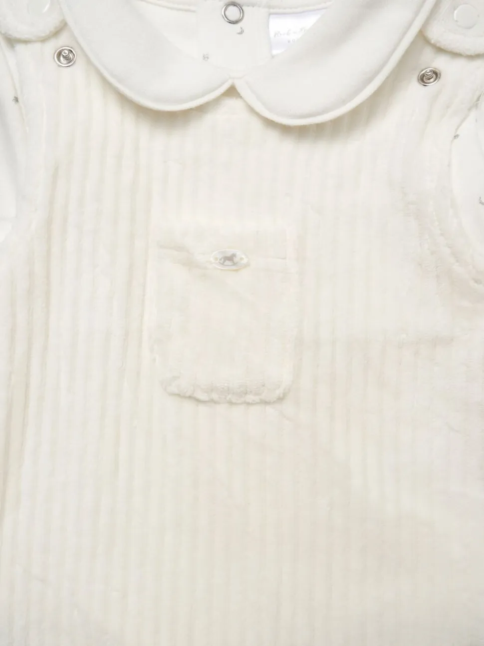 Rock-a-Bye Baby Boutique witte velours baby bretelbroeken en bodysuit set