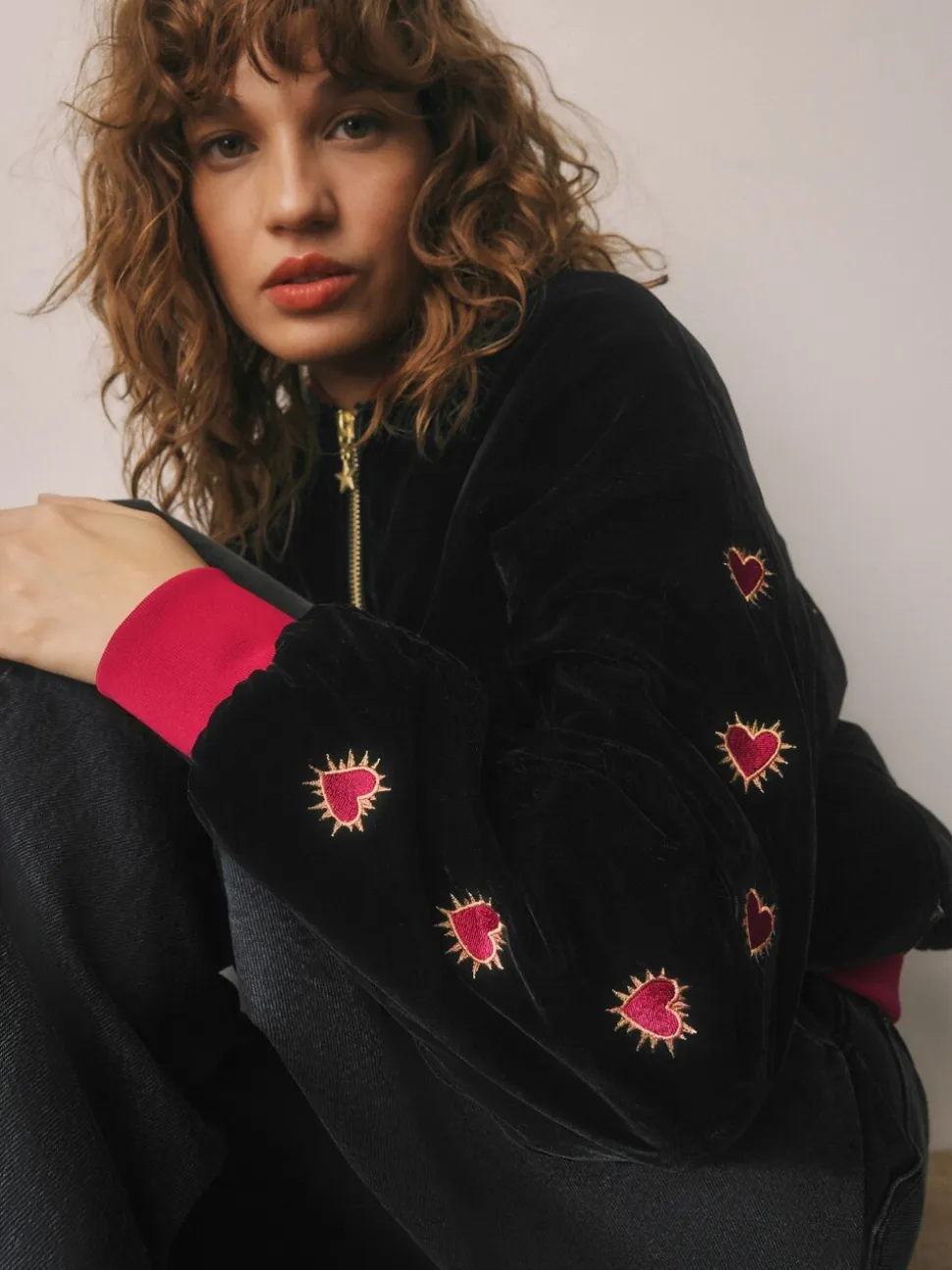 Rockett St George fluwelen bomberjack met borduursels