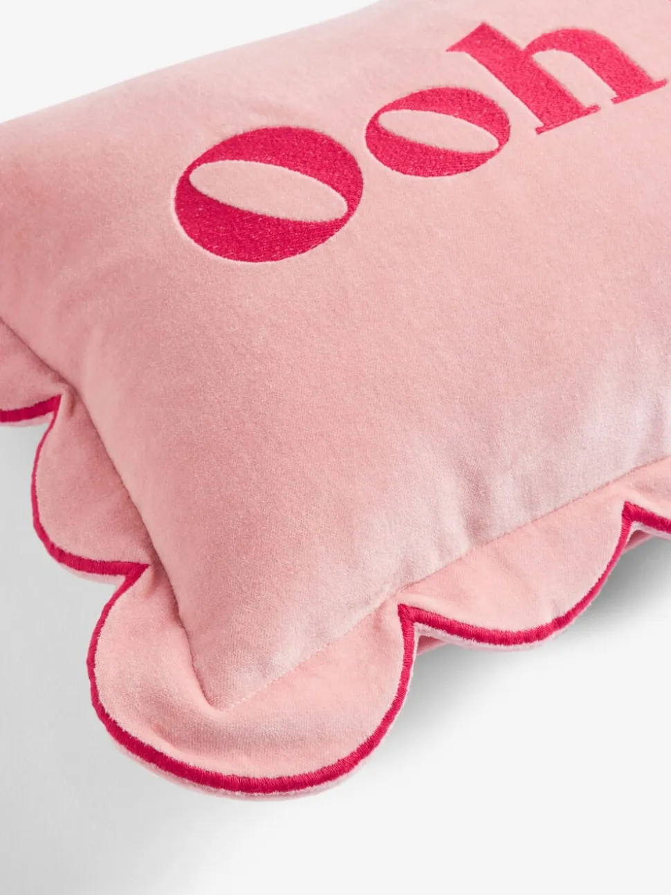 Rockett St George Ooh La La Scalloped Velvet Slogan Cushion
