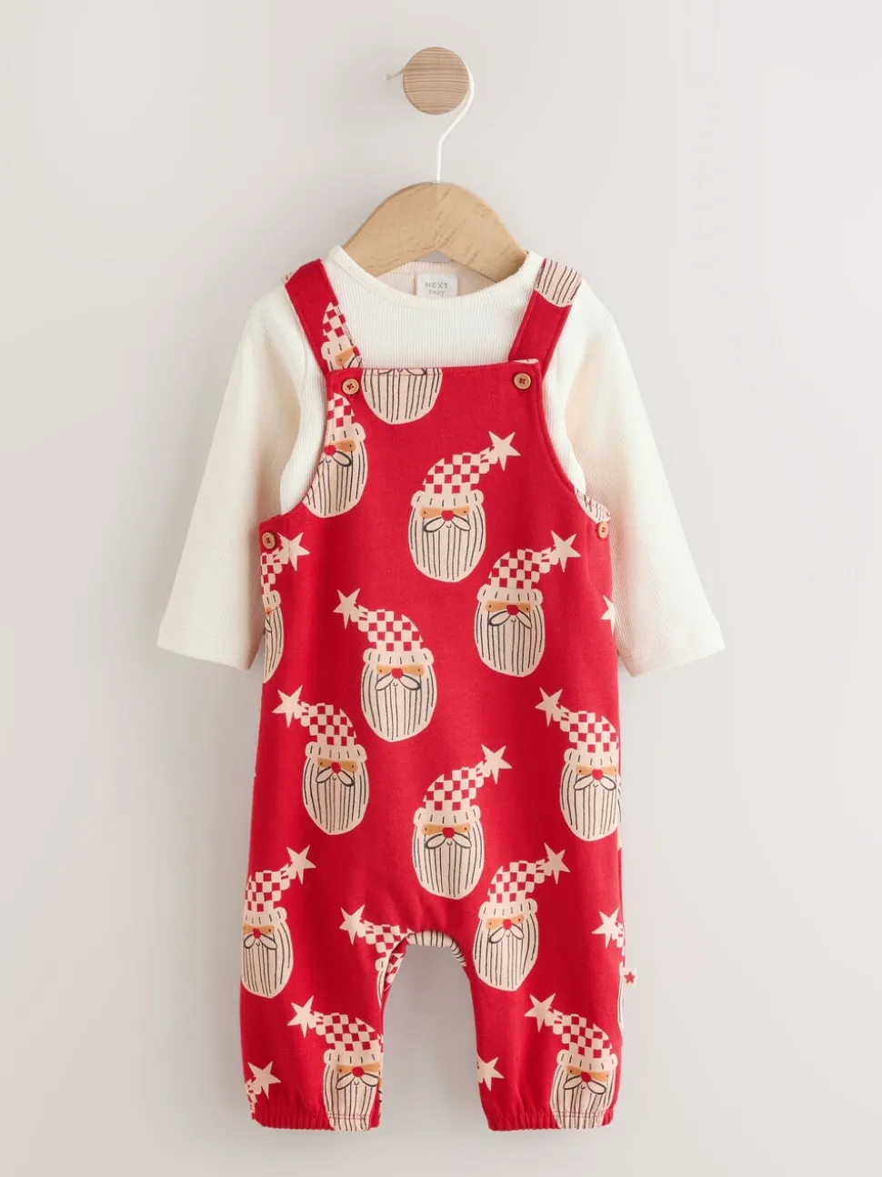 Rode kerstman - All-over Print Kerstmis Baby bretelbroekenset (0mnd-3jr)