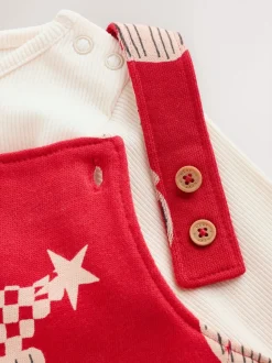 Rode kerstman - All-over Print Kerstmis Baby bretelbroekenset (0mnd-3jr)