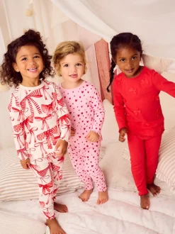 Rode strik/Hart - Verpakking van 3 knusse pyjama's (9 mnd-16 jr)