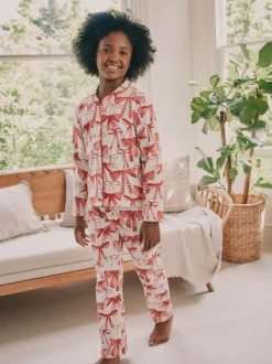 Rode/witte strik print - Pyjama met knoopsluiting (3-16jr)