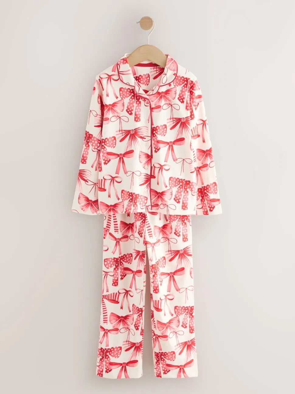 Rode/witte strik print - Pyjama met knoopsluiting (3-16jr)