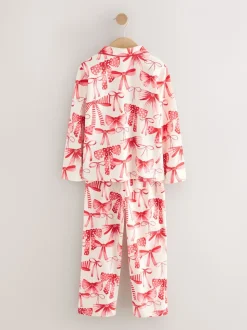 Rode/witte strik print - Pyjama met knoopsluiting (3-16jr)