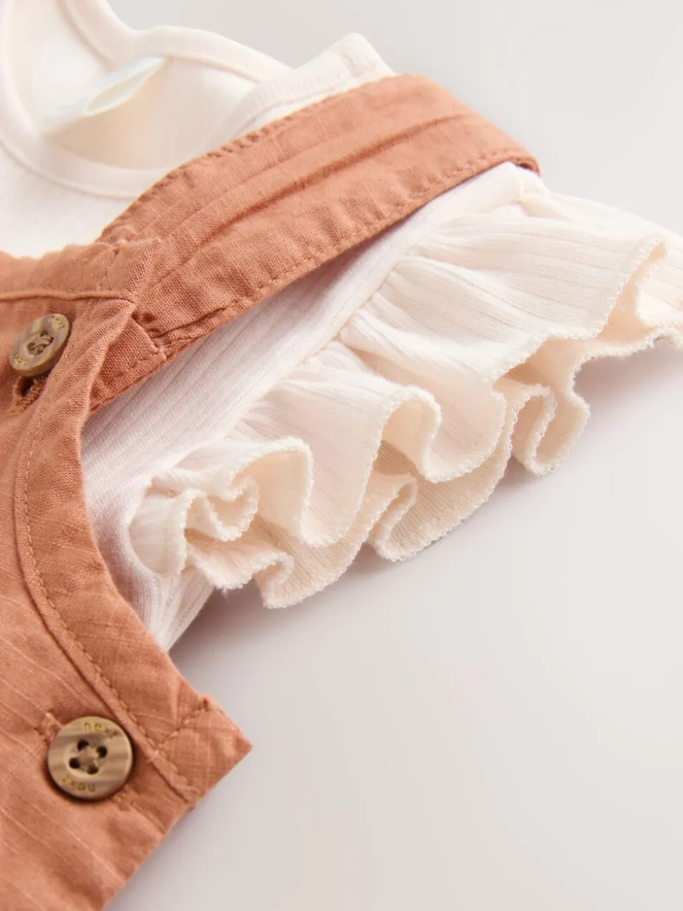 Roestbruin - Babyset van rompertje met korte mouwen en bretelbroek (0mnd -2jr)