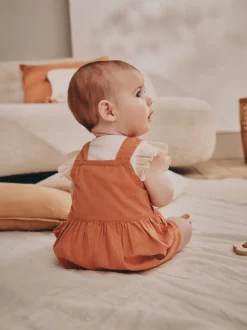 Roestbruin - Babyset van rompertje met korte mouwen en bretelbroek (0mnd -2jr)