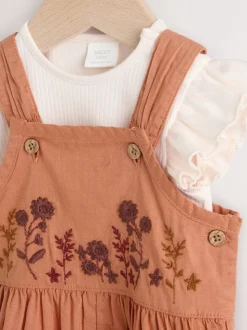 Roestbruin - Babyset van rompertje met korte mouwen en bretelbroek (0mnd -2jr)