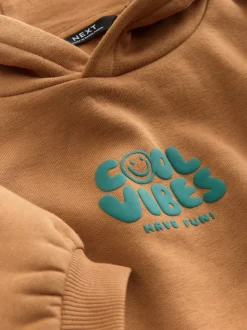 Roestbruin - Cool Vibes Printed Hoodie and Joggers Set (3mths-7yrs)