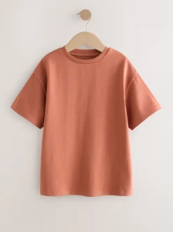 Roestbruin - Oversized zwaargewicht 100% katoenen T-shirt (3-16jaar)