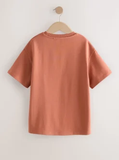 Roestbruin - Oversized zwaargewicht 100% katoenen T-shirt (3-16jaar)