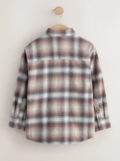 Roestbruin - Set van geruit overhemd met lange mouwen en T-shirt 2 stuks (3-16jaar)