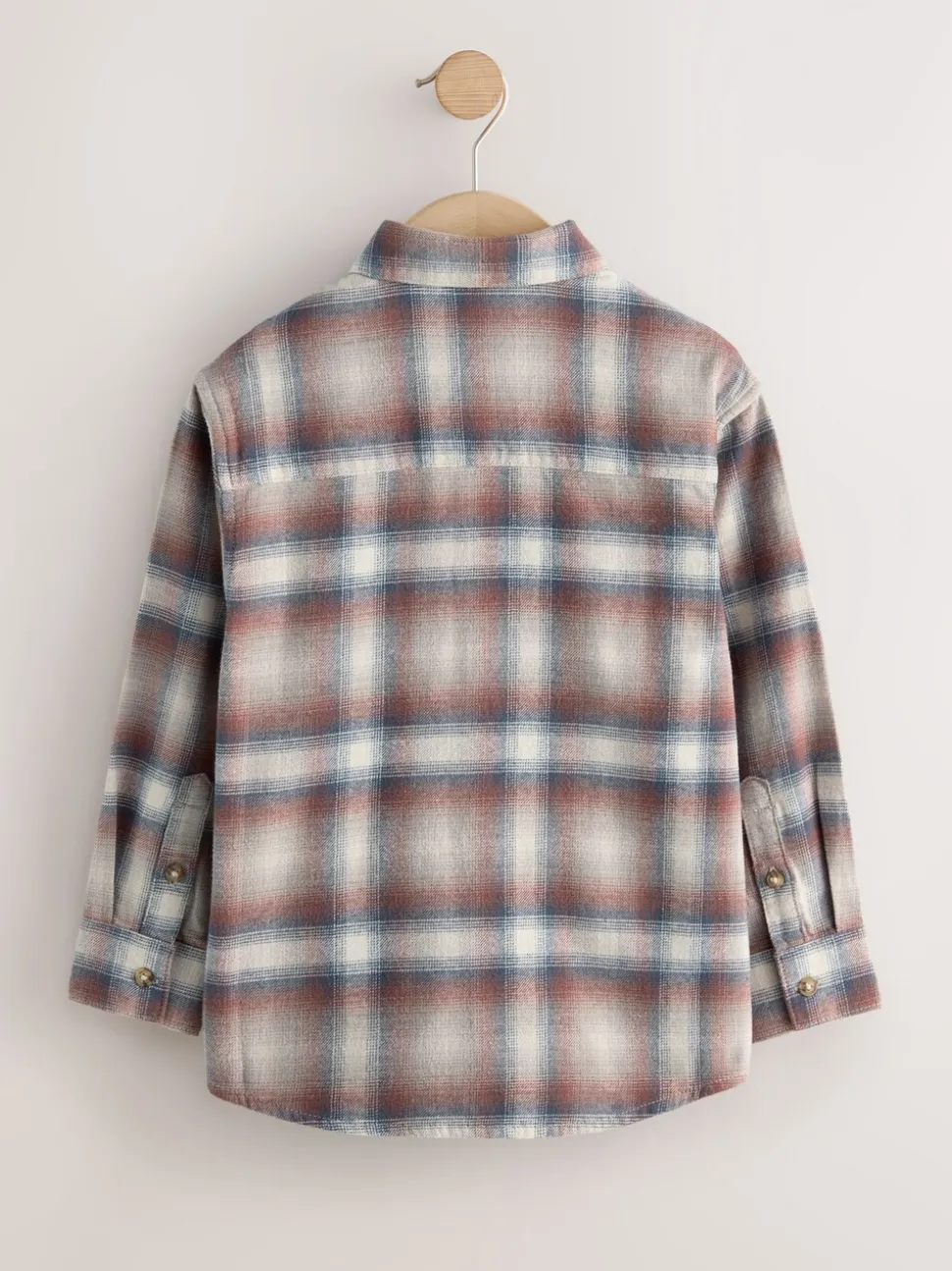 Roestbruin - Set van geruit overhemd met lange mouwen en T-shirt 2 stuks (3-16jaar)