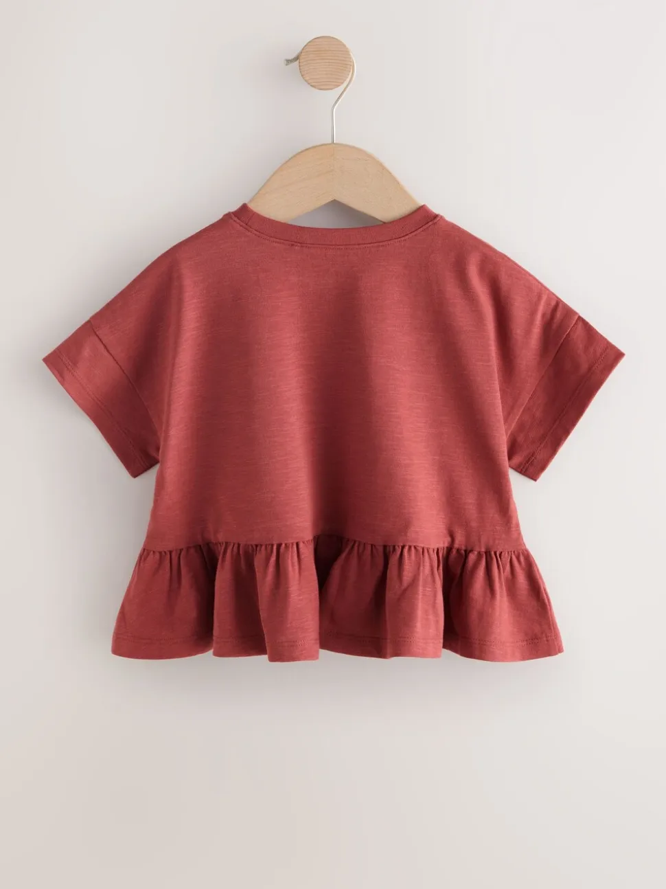 Roestbruin - T-shirt met peplum en korte mouwen (3mnd -7jr)