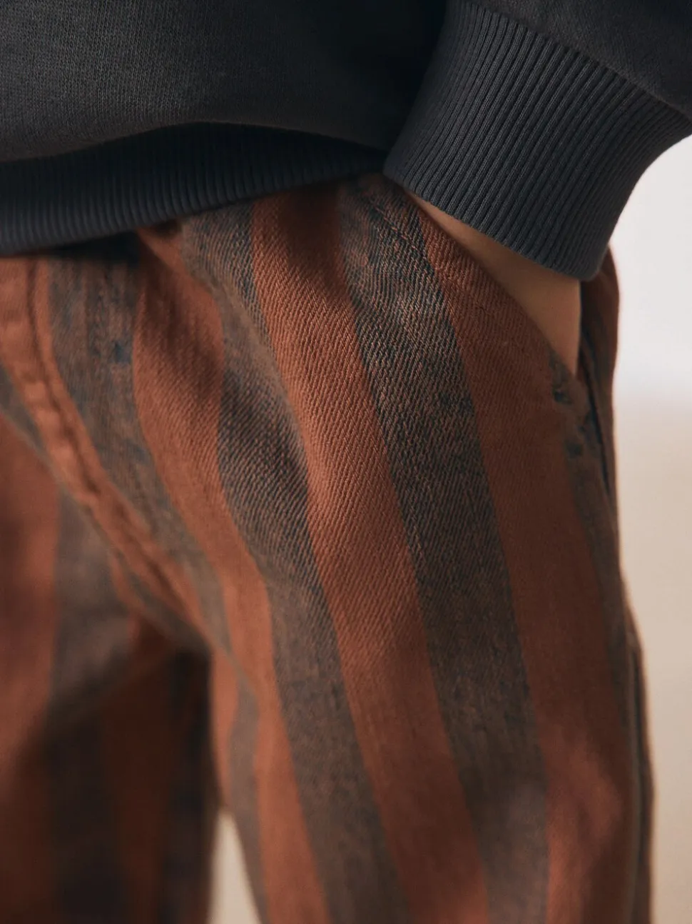 Roestbruin gestreept - Wijde broek met elastische taille (3mnd-7jr)