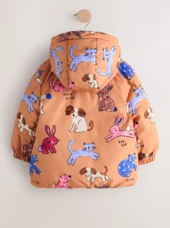 Roestbruin met personage - Shower Resistant Printed Coat (3mths-7yrs)