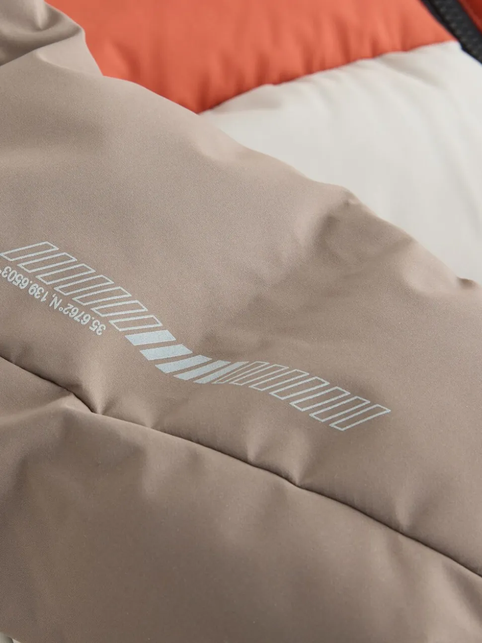 Roestbruine Kleurblokken - Regenbestendige gewatteerde jas met microfleece voering (3-17jr)
