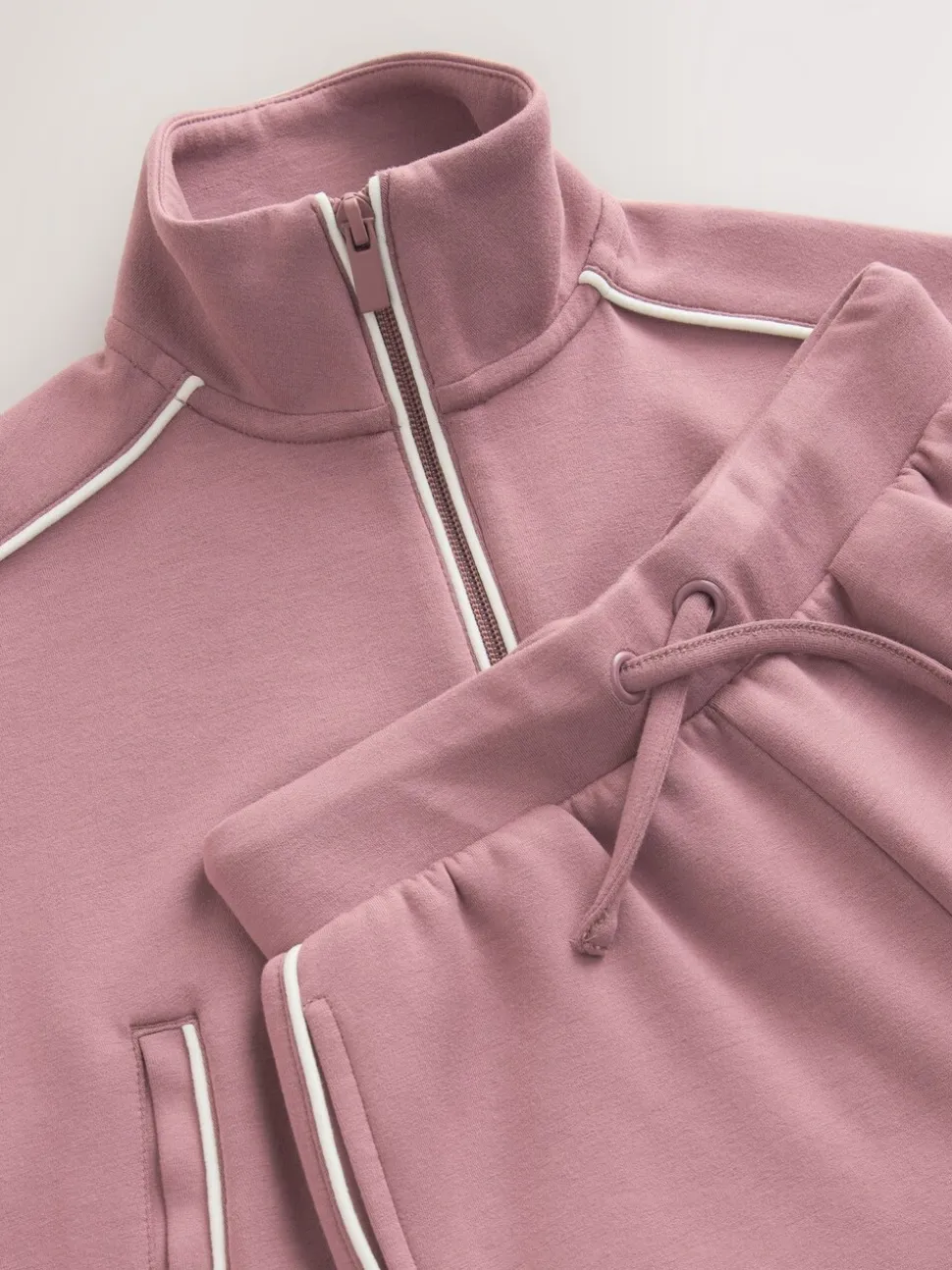 Roestbruin-roze - Set van superzachte joggingbroek met rits, ronde hals en wijde pijpen (3-16jr)