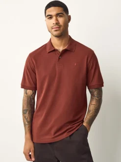 Roestrood - Normale Pasvorm - Piqué poloshirt met korte mouwen