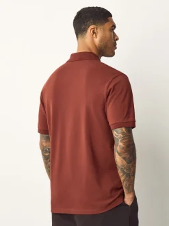 Roestrood - Normale Pasvorm - Piqué poloshirt met korte mouwen
