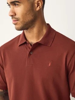 Roestrood - Normale Pasvorm - Piqué poloshirt met korte mouwen