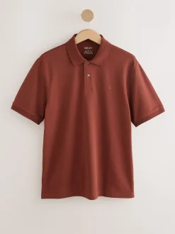 Roestrood - Normale Pasvorm - Piqué poloshirt met korte mouwen