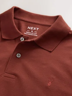 Roestrood - Normale Pasvorm - Piqué poloshirt met korte mouwen