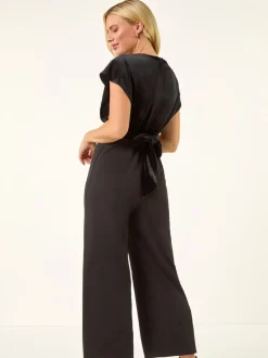 Roman Petite Velvet Contrast Jumpsuit