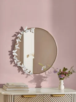 Ronde wandspiegel met vlinders