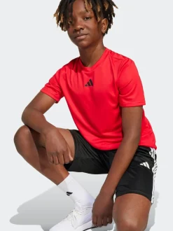 Rood - adidas Train Essentials 3-Strepen Kids T-shirt & Shorts Set