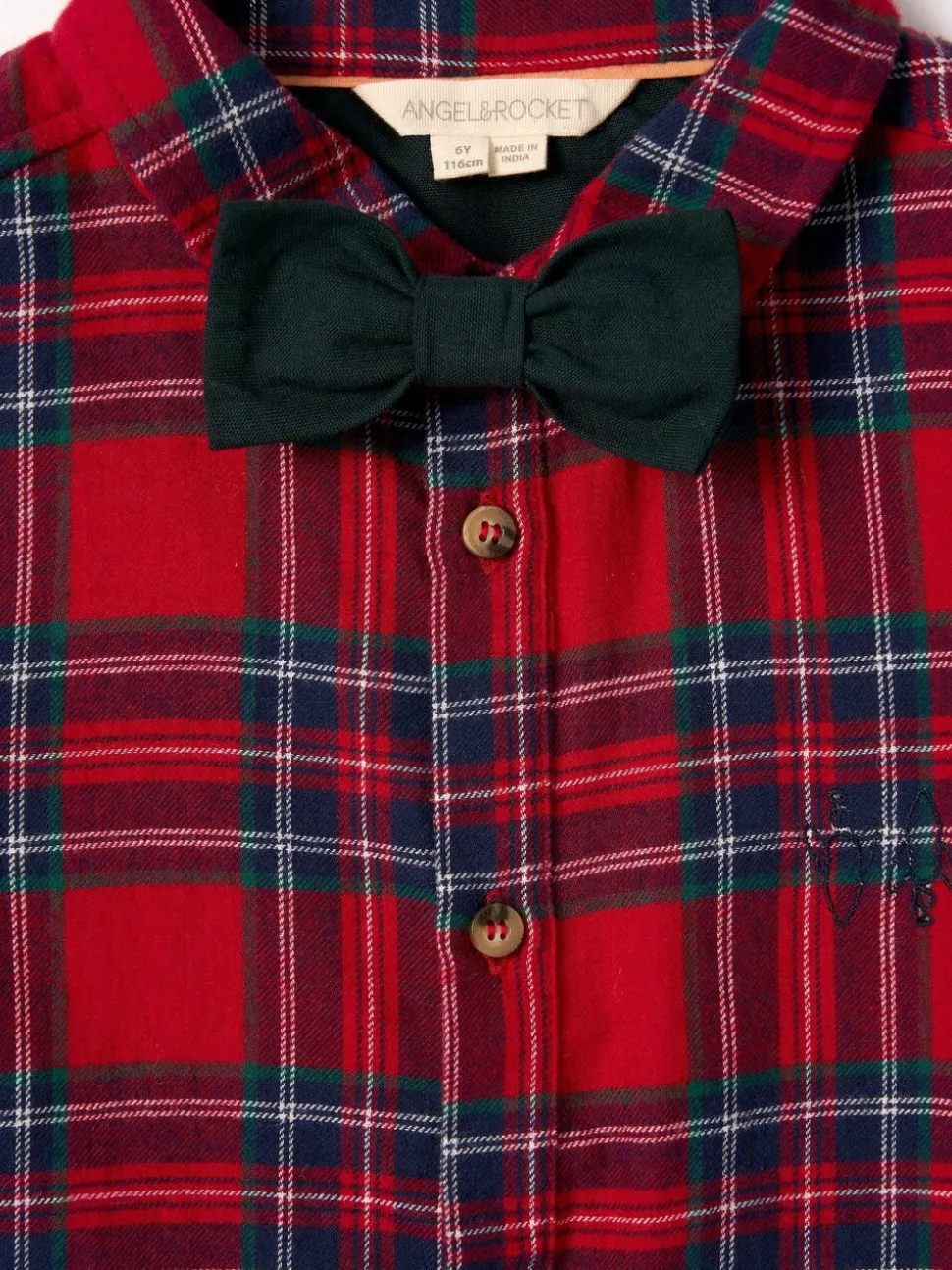 Rood - Angel & Rocket Camden Brushed Shirt With Bow Tie