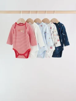 Rood - Baby London Bodysuits met lange mouwen 5 Pack