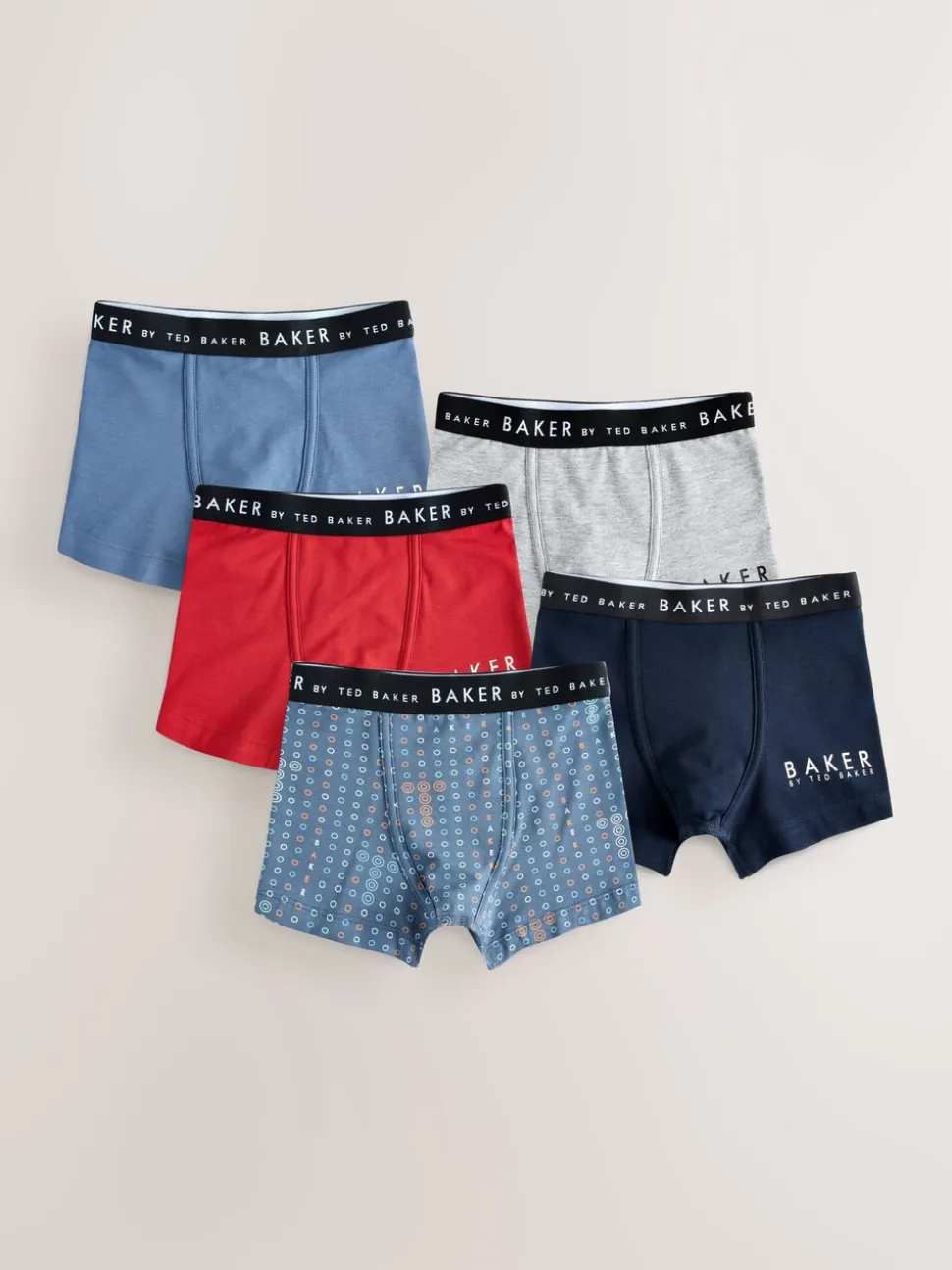 Rood - Baker by Ted Baker jongens boxershorts verpakking van 5