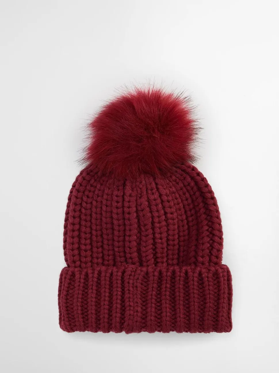 Rood - Barbour® Saltburn beanie-muts met pompon